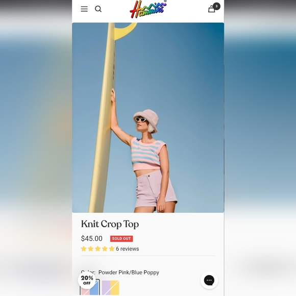 Hammies NWT Striped Sweatercrop top, matching Bell Bottoms and Ink Alloy Dangles - Picture 7 of 14